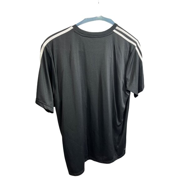 Adidas Black Crewneck T-Shirt XL With White Stripes On Sleeves 79h - Picture 2 of 5